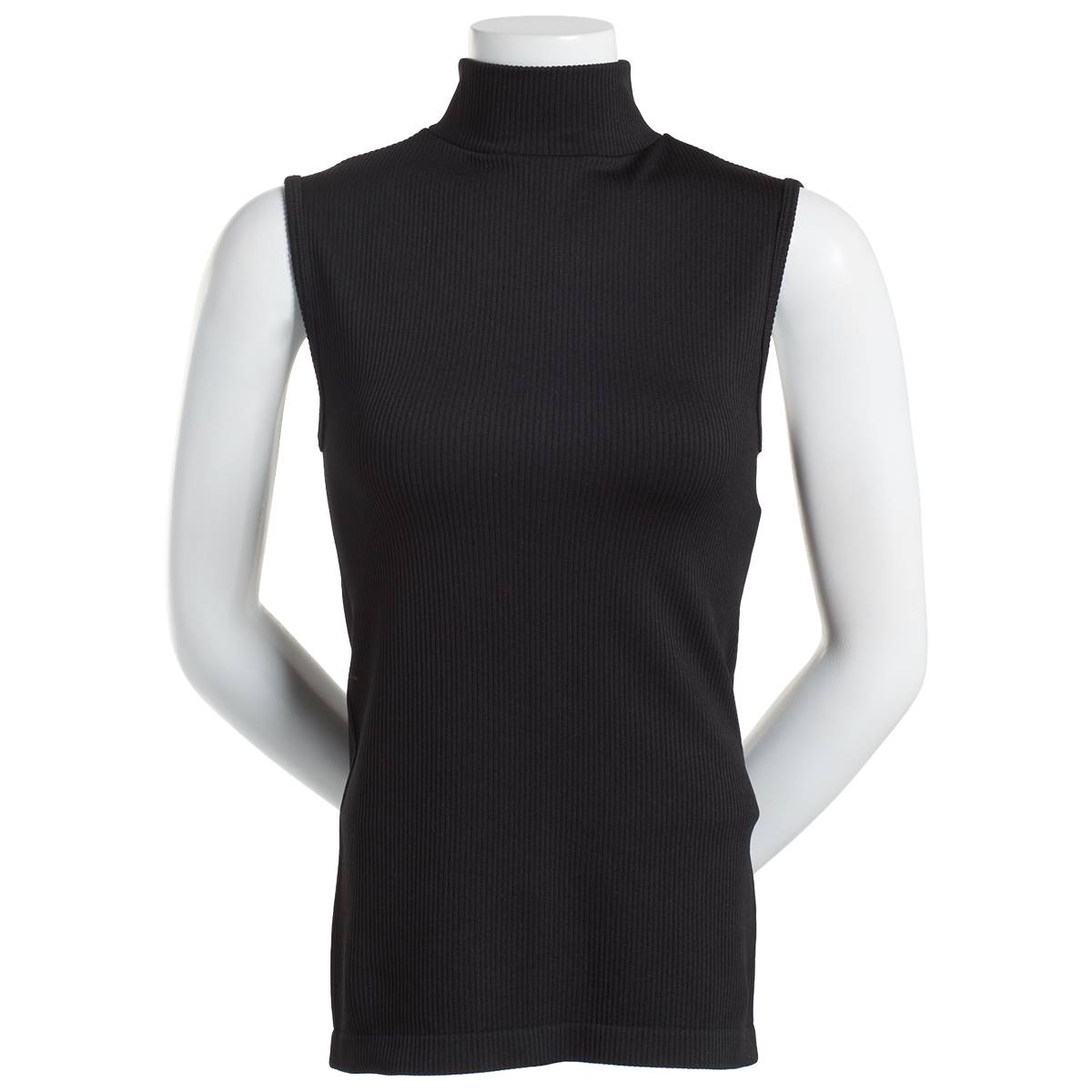 Womens Runway Ready Seamless Sleeveless Ribbed Mock Neck Top