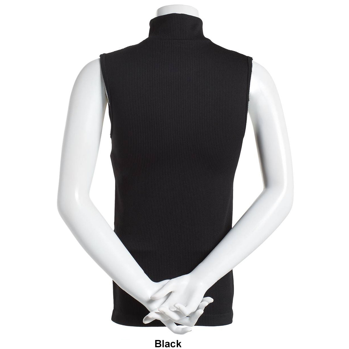 Womens Runway Ready Seamless Sleeveless Ribbed Mock Neck Top