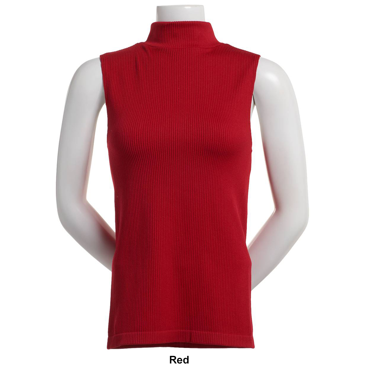 Womens Runway Ready Seamless Sleeveless Ribbed Mock Neck Top