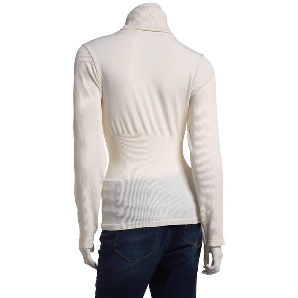Womens Runway Ready Seamless Long Sleeve Turtleneck Tee - White alternate view
