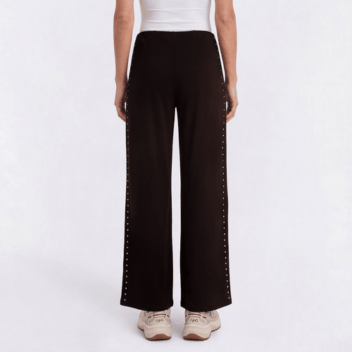 Womens Runway Ready Pull On Solid Studded Wide Leg Pants alternate view
