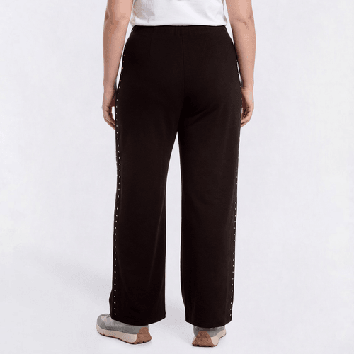 Plus Size Runway Ready Pull On Solid Studded Wide Leg Pants alternate view