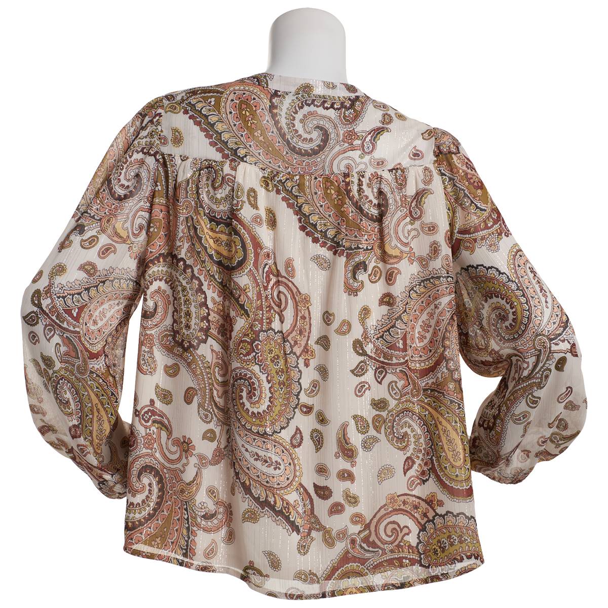 Womens Floral & Ivy Long Sleeve Seamed Shoulder Paisley Blouse