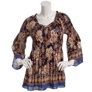 Womens Floral & Ivy 3/4 Sleeve Floral Paisley Pleater Blouse alternate view