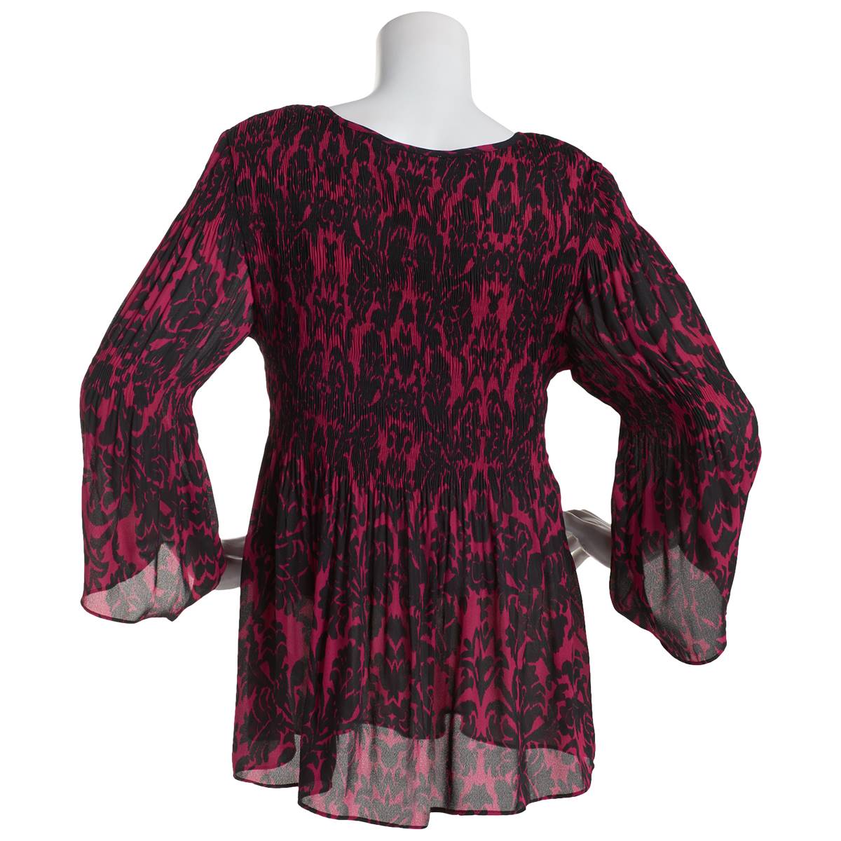 Womens Floral & Ivy 3/4 Bell Sleeve Damask Shadow Blouse