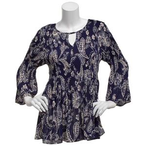 Plus Size Floral & Ivy 3/4 Sleeve Paisley Pleater Blouse