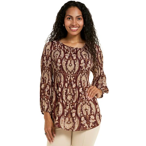 Womens Floral & Ivy 3/4 Sleeve Paisley Pleated Blouse alternate view