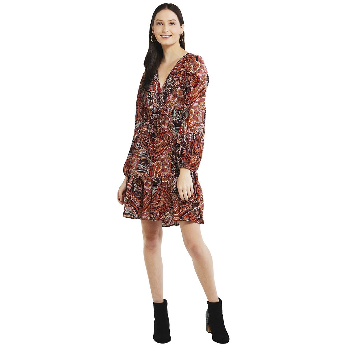 Womens Emma & Michele Ruffle Tier Paisley Shift Dress