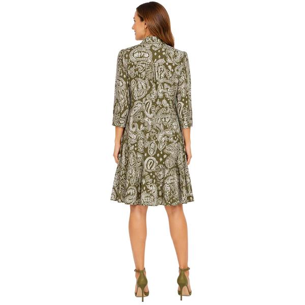 Womens Emma & Michele 3/4 Sleeve Paisley Ruffle Hem Shift Dress alternate view