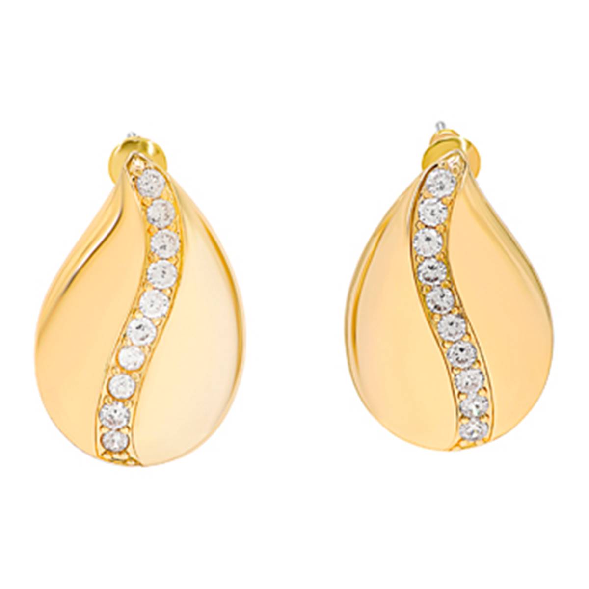 Design Collection Gold-Tone CZ Dew Stud Earrings