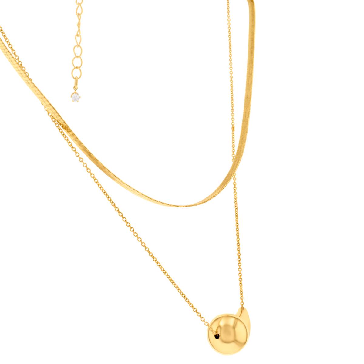 Design Collection Gold-Tone Teardrop Pendant Multi-Row Necklace