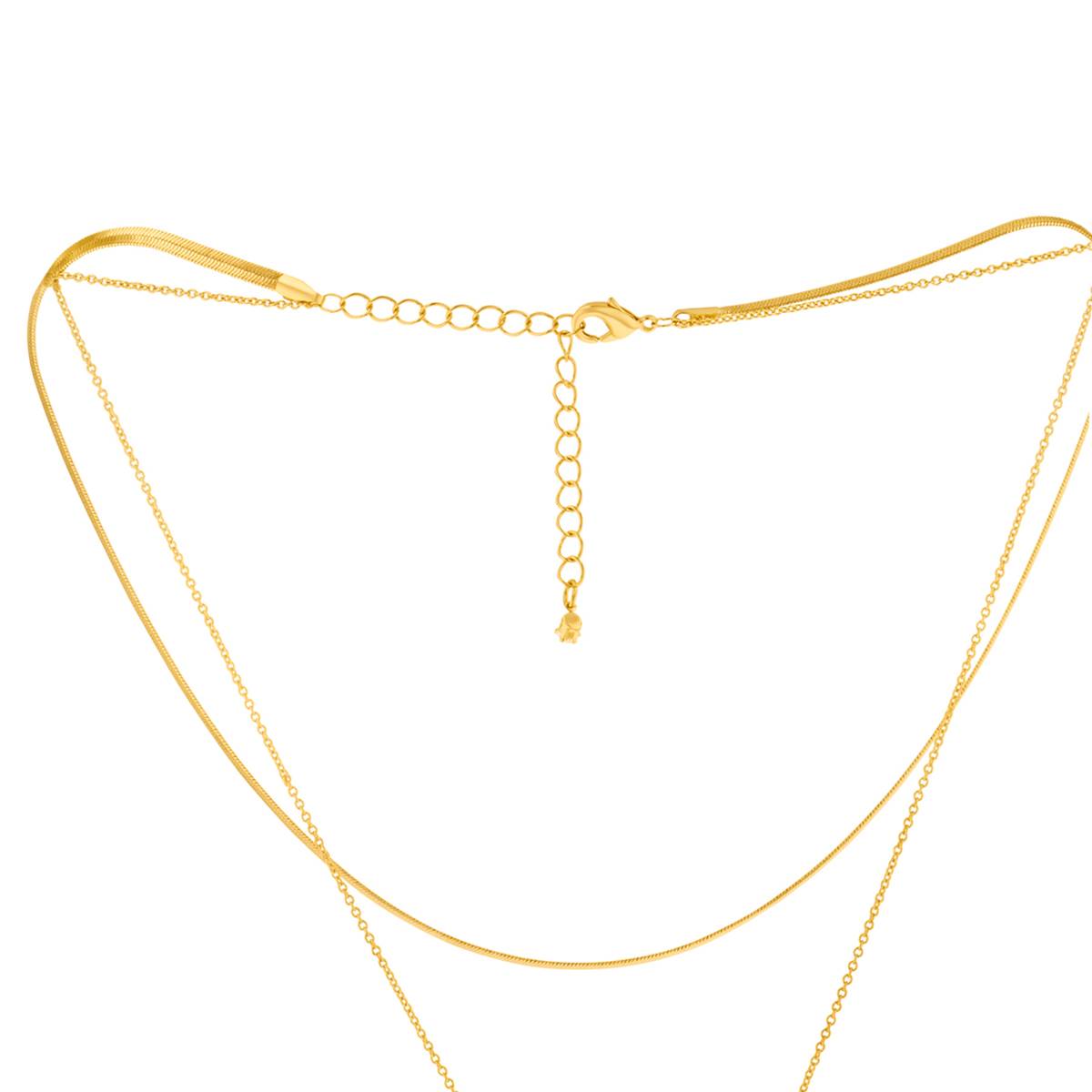 Design Collection Gold-Tone Teardrop Pendant Multi-Row Necklace