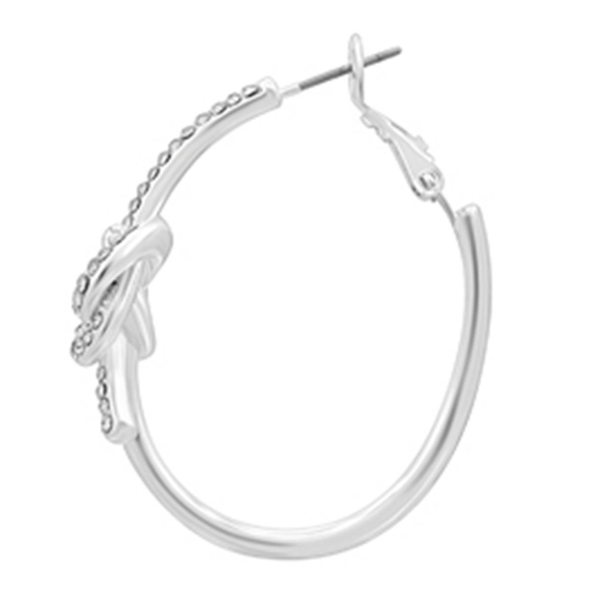 Design Collection Silver-Tone CZ Knot Hoop Earrings