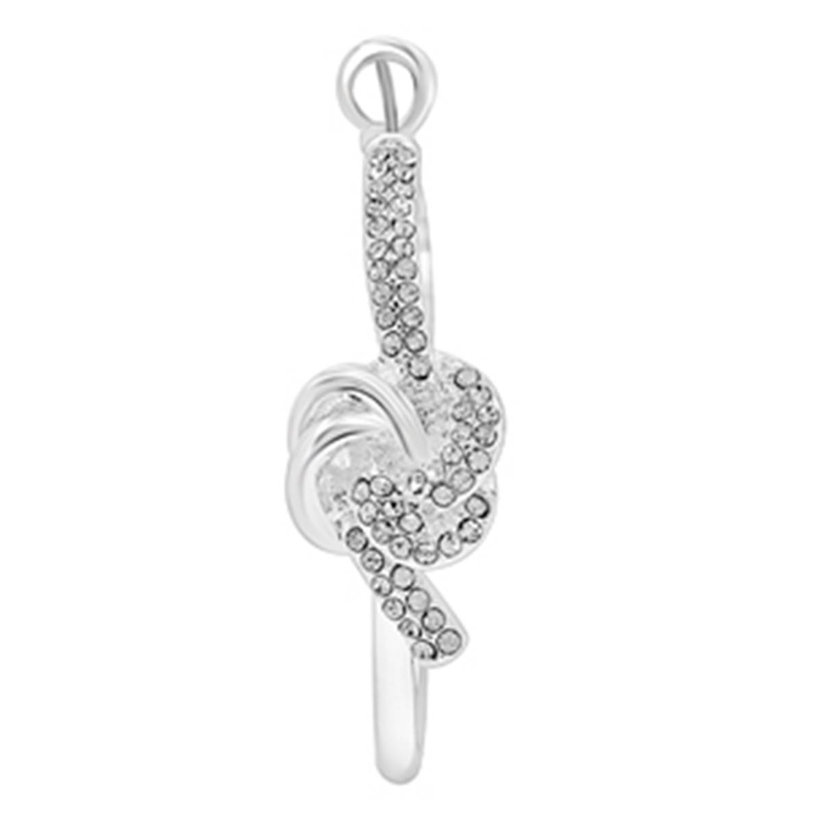 Design Collection Silver-Tone CZ Knot Hoop Earrings