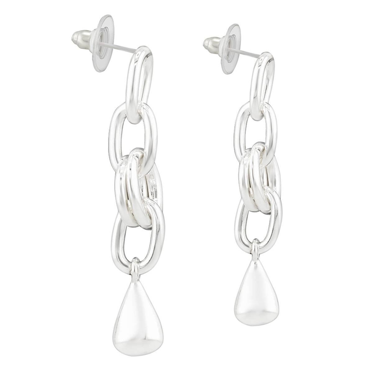 Design Collection Silver-Tone Dangle Link Earrings