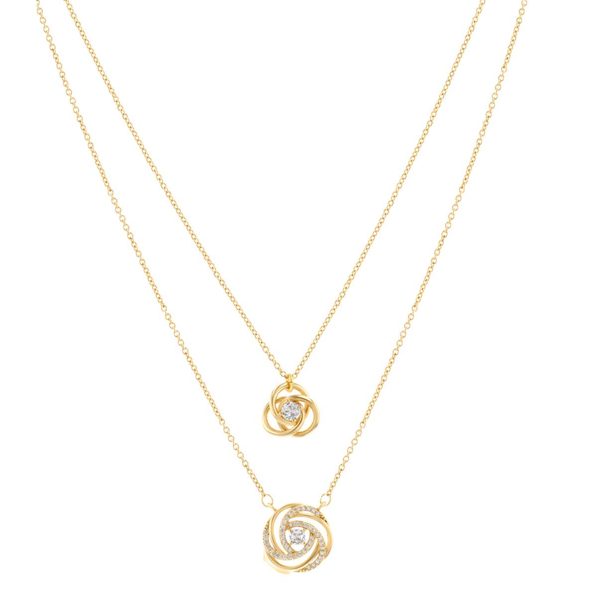 Design Collection 2pc. Gold-Tone Double Knot CZ Pendant Necklaces