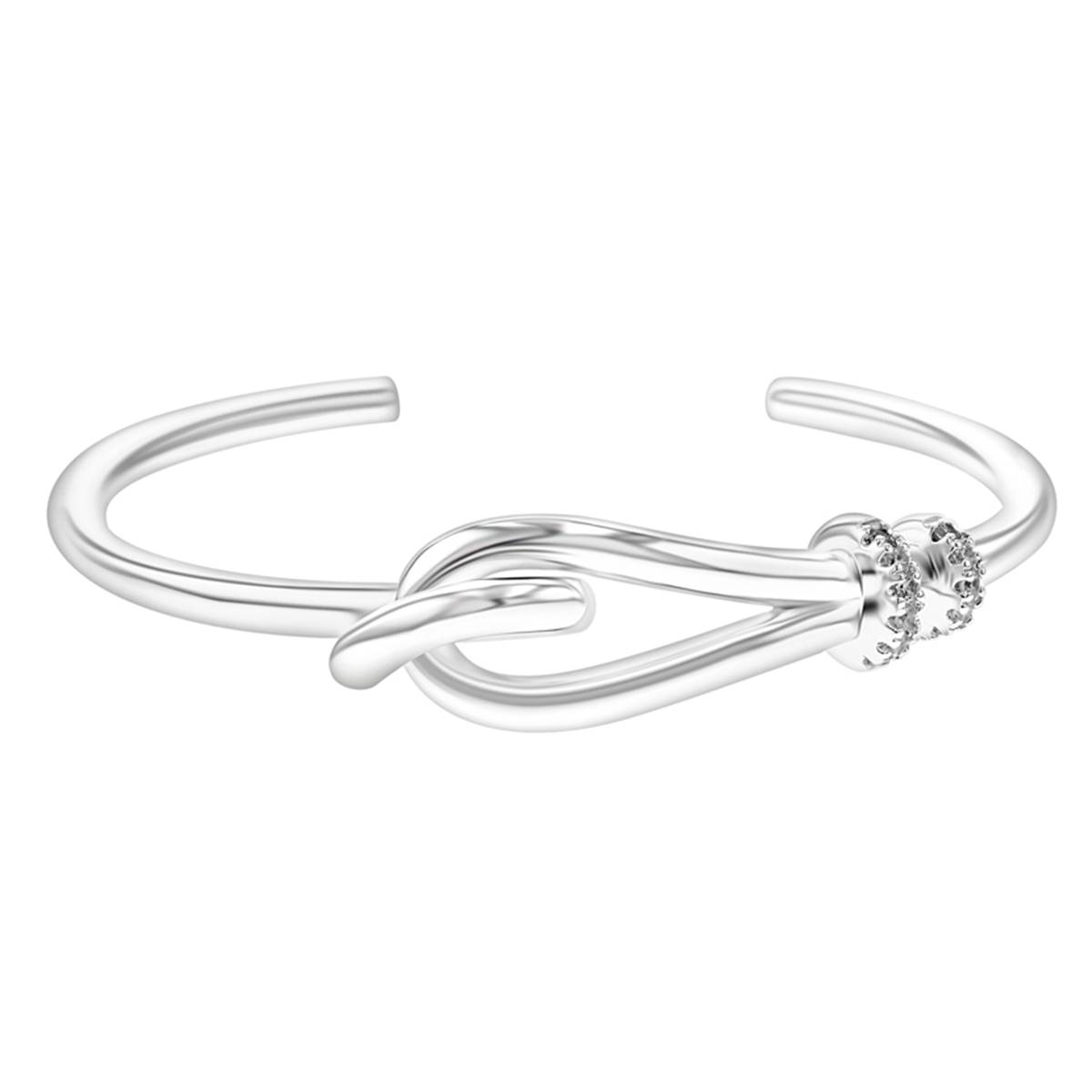 Design Collection Silver-Tone CZ Knot Cuff Bracelet