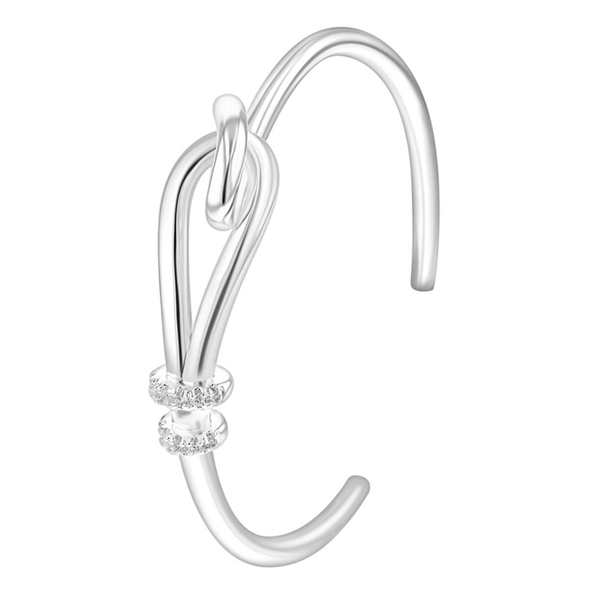 Design Collection Silver-Tone CZ Knot Cuff Bracelet