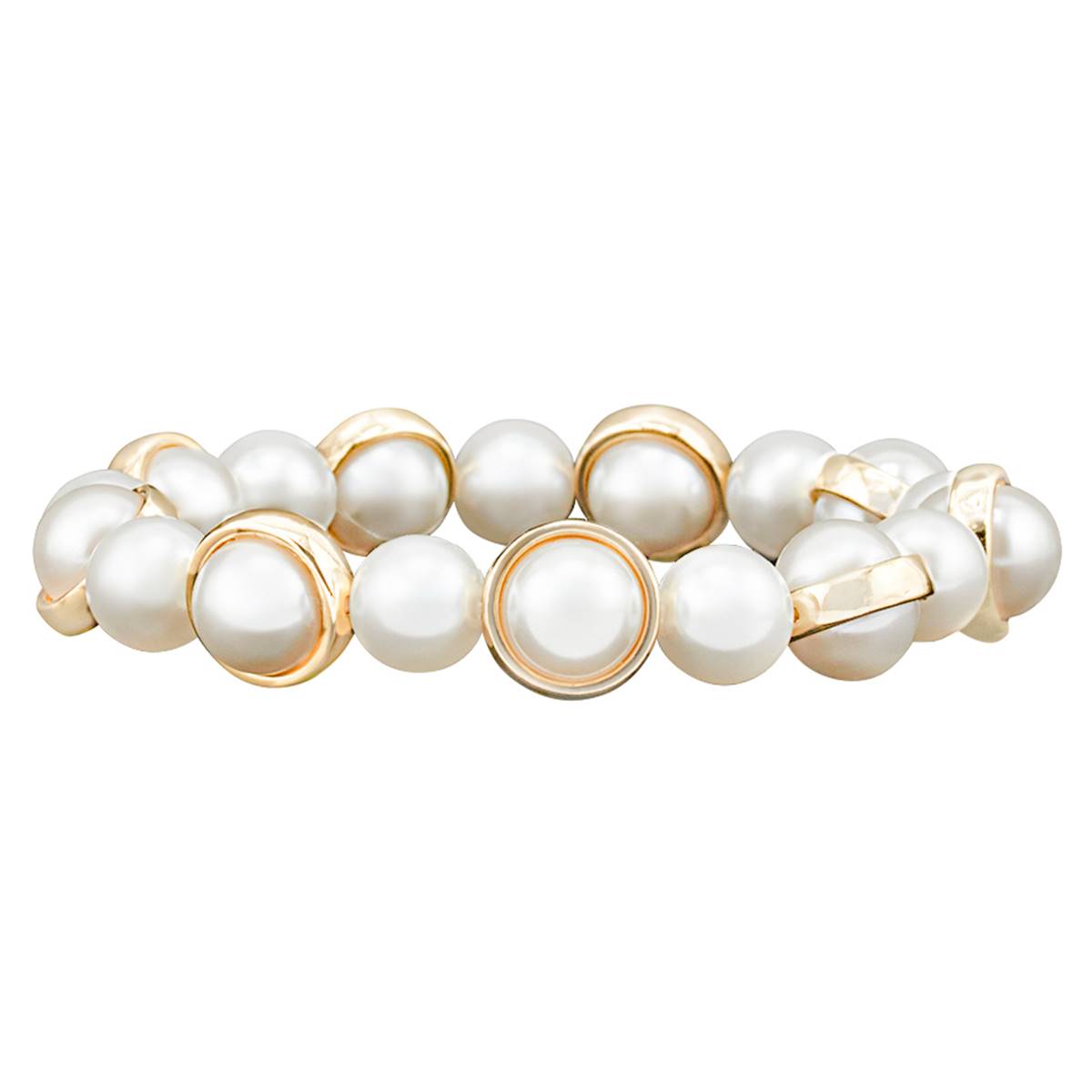 Design Collection Gold-Tone Pearl Beaded Stretch Bracelet