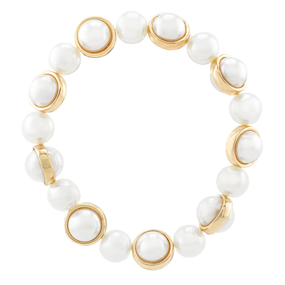 Design Collection Gold-Tone Pearl Beaded Stretch Bracelet