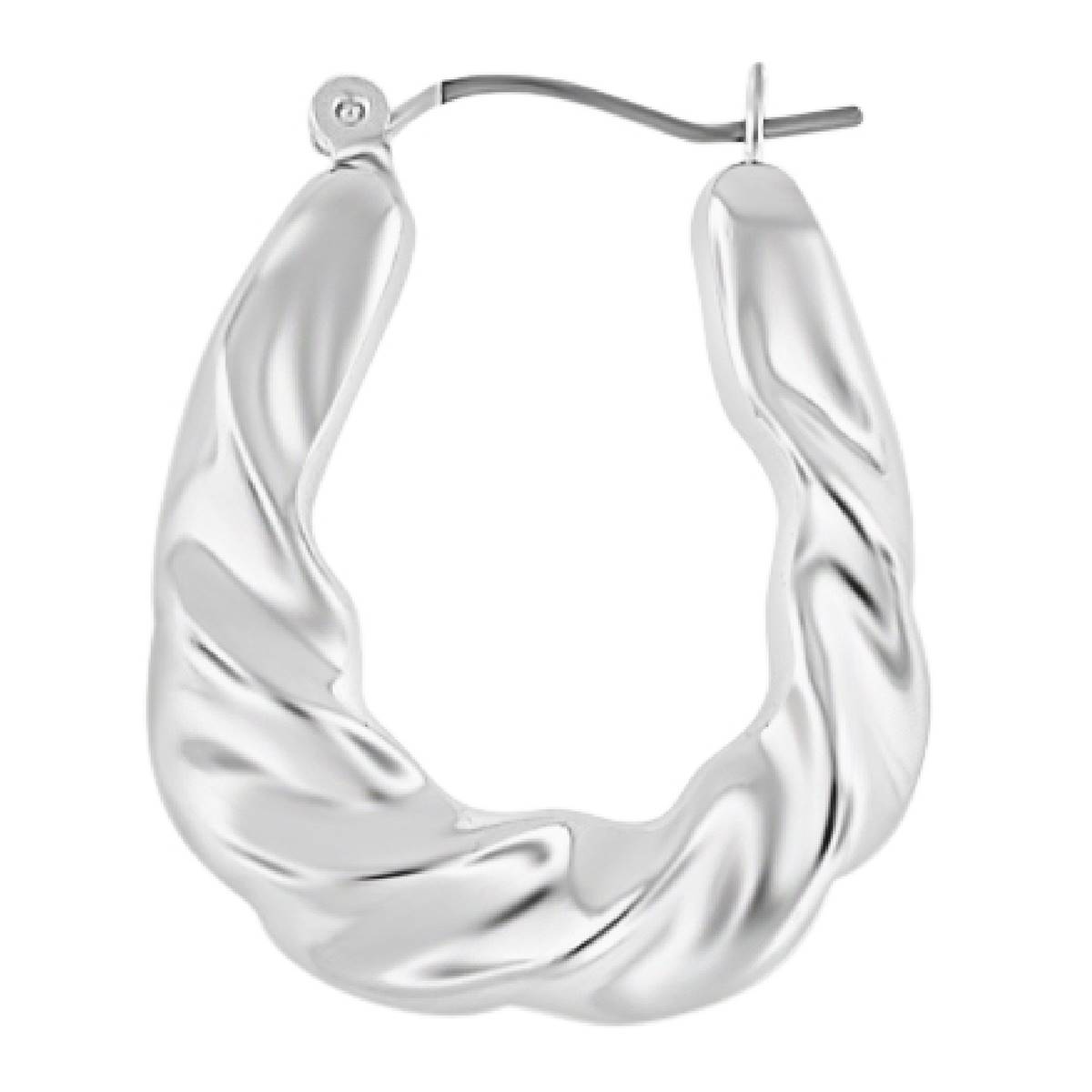 Design Collection 25x30mm Silver-Tone Twisted Hoop Earrings