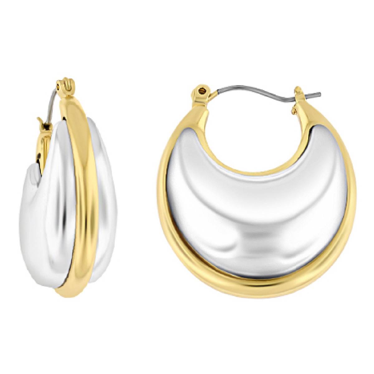 Design Collection Two-Tone Chunky Hoop Earrings