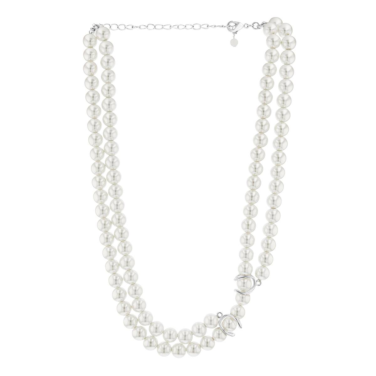 Design Collection Glass Pearl Double Strand Necklace