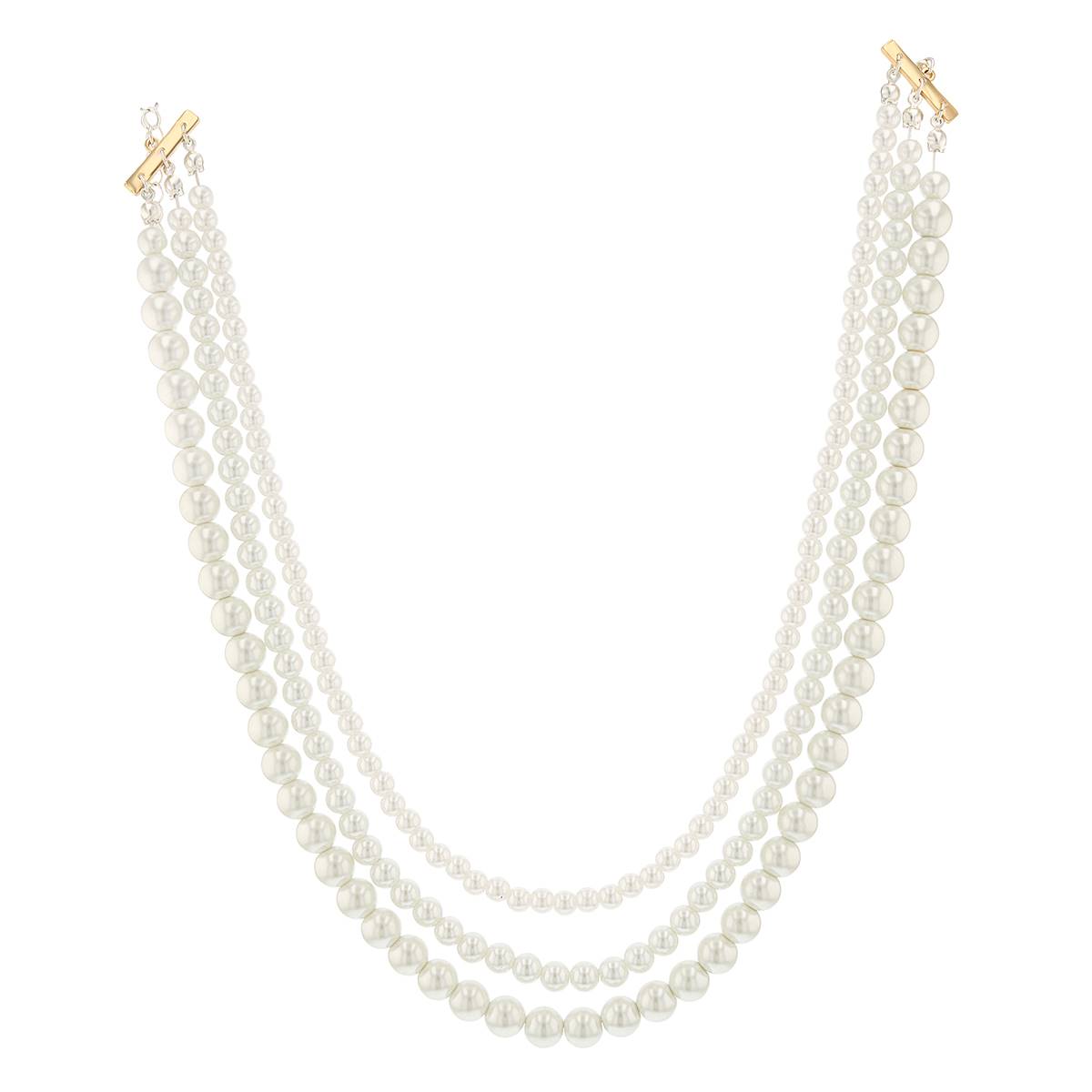 Design Collection Glass Pearl Multi-Strand Necklace