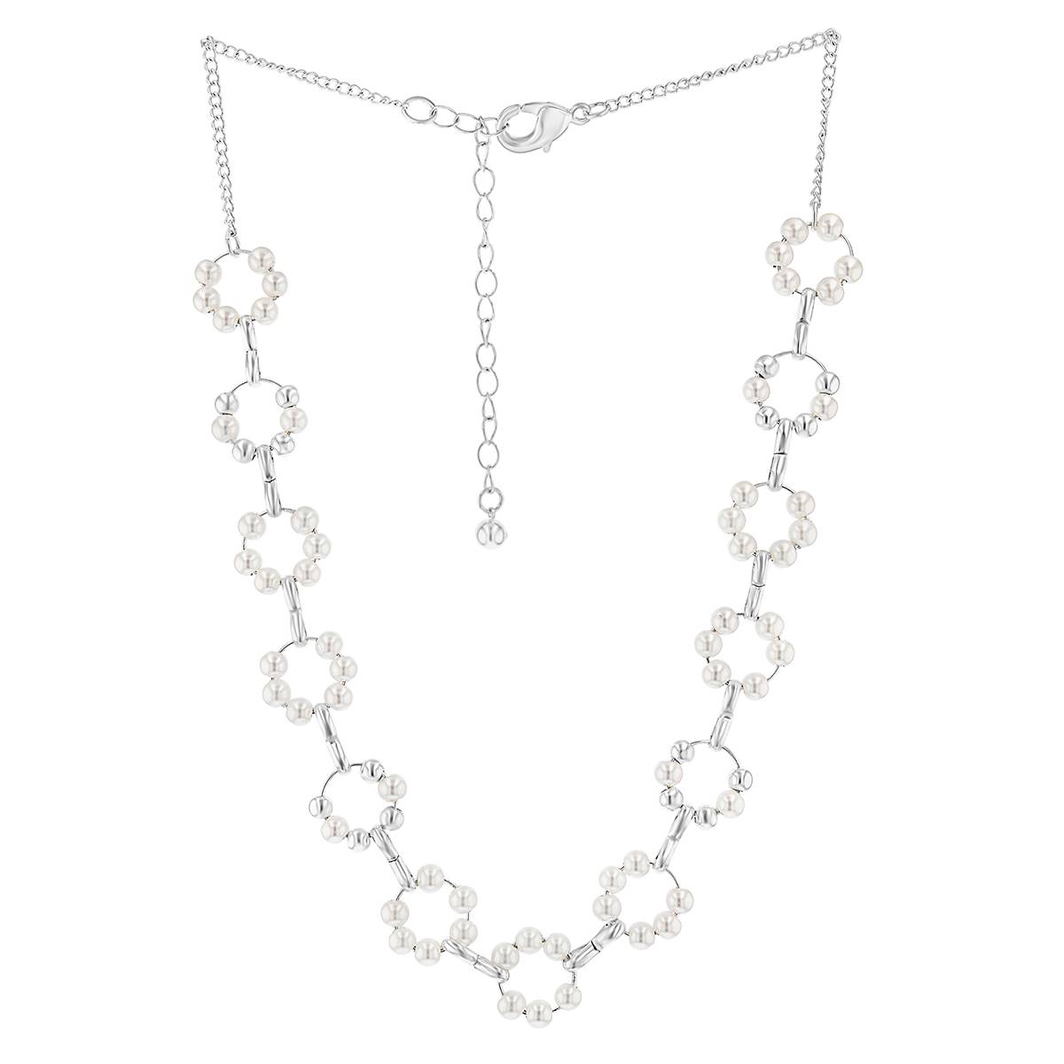 Design Collection Circle Glass Pearl Collar Necklace