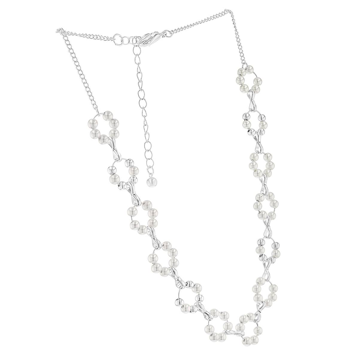 Design Collection Circle Glass Pearl Collar Necklace