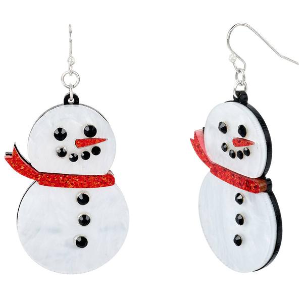 Resin Snowman Drop Earrings