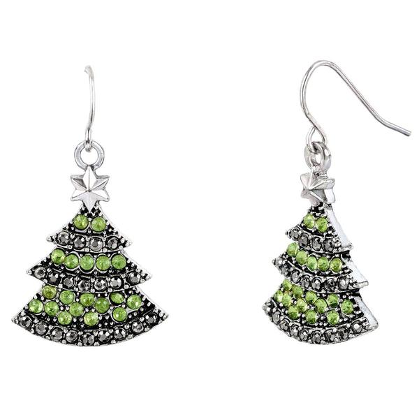 Christmas Tree Cubic Zirconia Drop Earrings