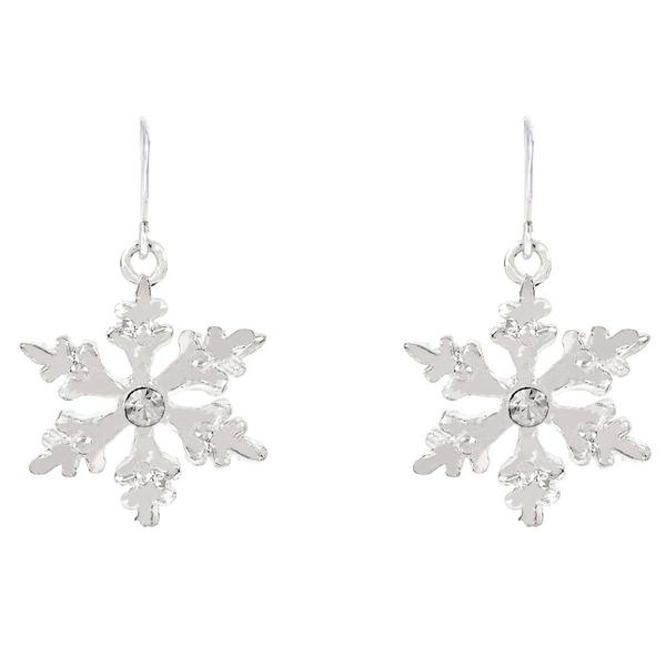 CZ Six-Point Snowflake Earrings alternate view