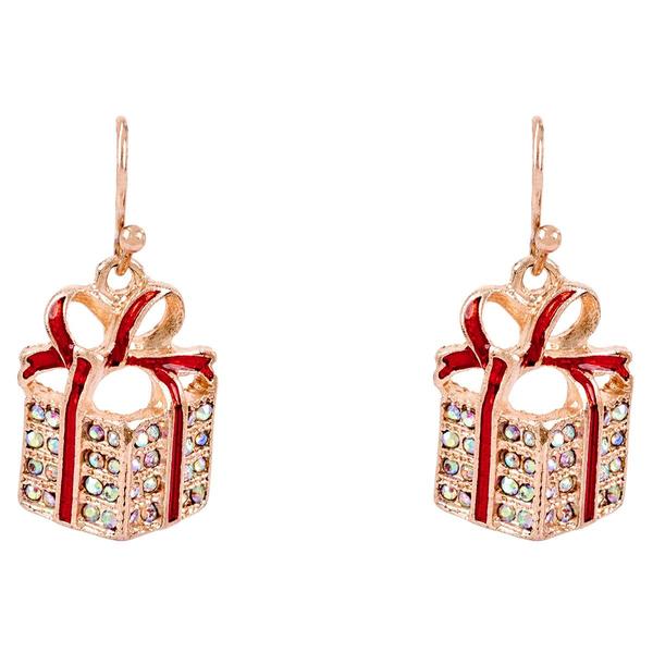 Crystal Stone & CZ Gift Box Drop Earrings alternate view