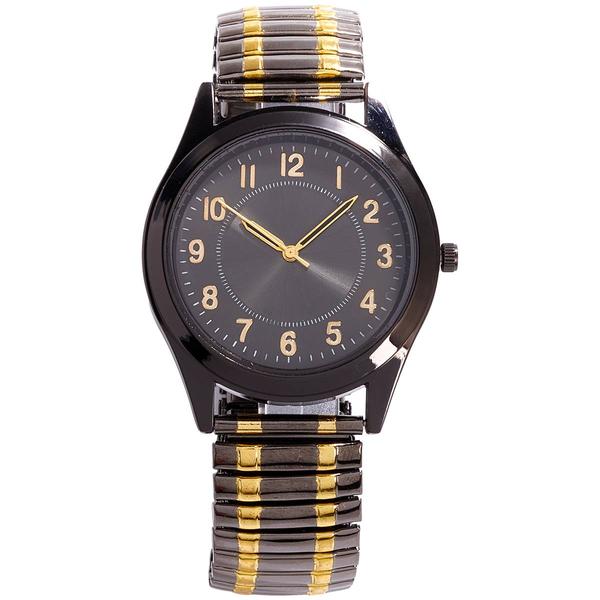 Mens Black & Gold-Tone Expandable Band Watch - 50536B-07-G36 alternate view
