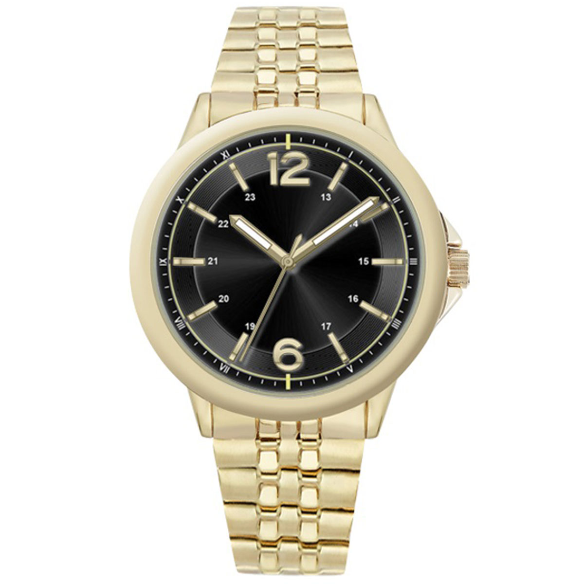 Mens Gold-Tone Black Sunray Dial Watch - 50560G-07-G27