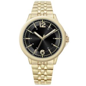 Mens Gold-Tone Black Sunray Dial Watch - 50560G-07-G27