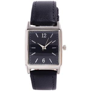 Mens Black & Silver-Tone Faux Leather Strap Watch - 50598S-07-B02