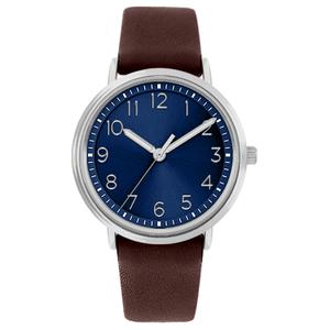 Mens Silver-Tone Case & Brown Strap Analog - 50647S-07-J16