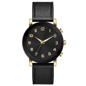 Mens Gold-Tone Case & Black Strap Analog Watch - 50649G-07-G02