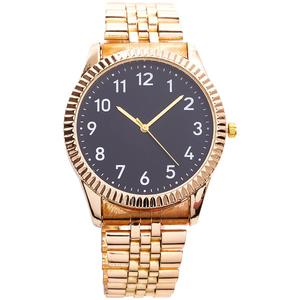 Mens Gold-Tone Black Sunray Dial Metal Watch - 50650G-07-G27