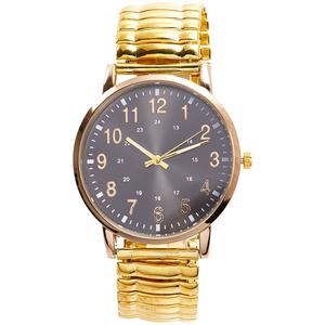 Mens Gold-Tone Black Dial Metal Band Watch - 50684G-07-G27