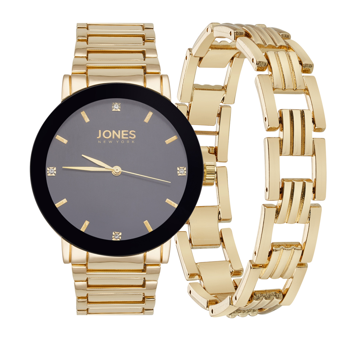 Mens Jones New York Gold-Tone Watch & Bracelet Set - 9773G-42-G27