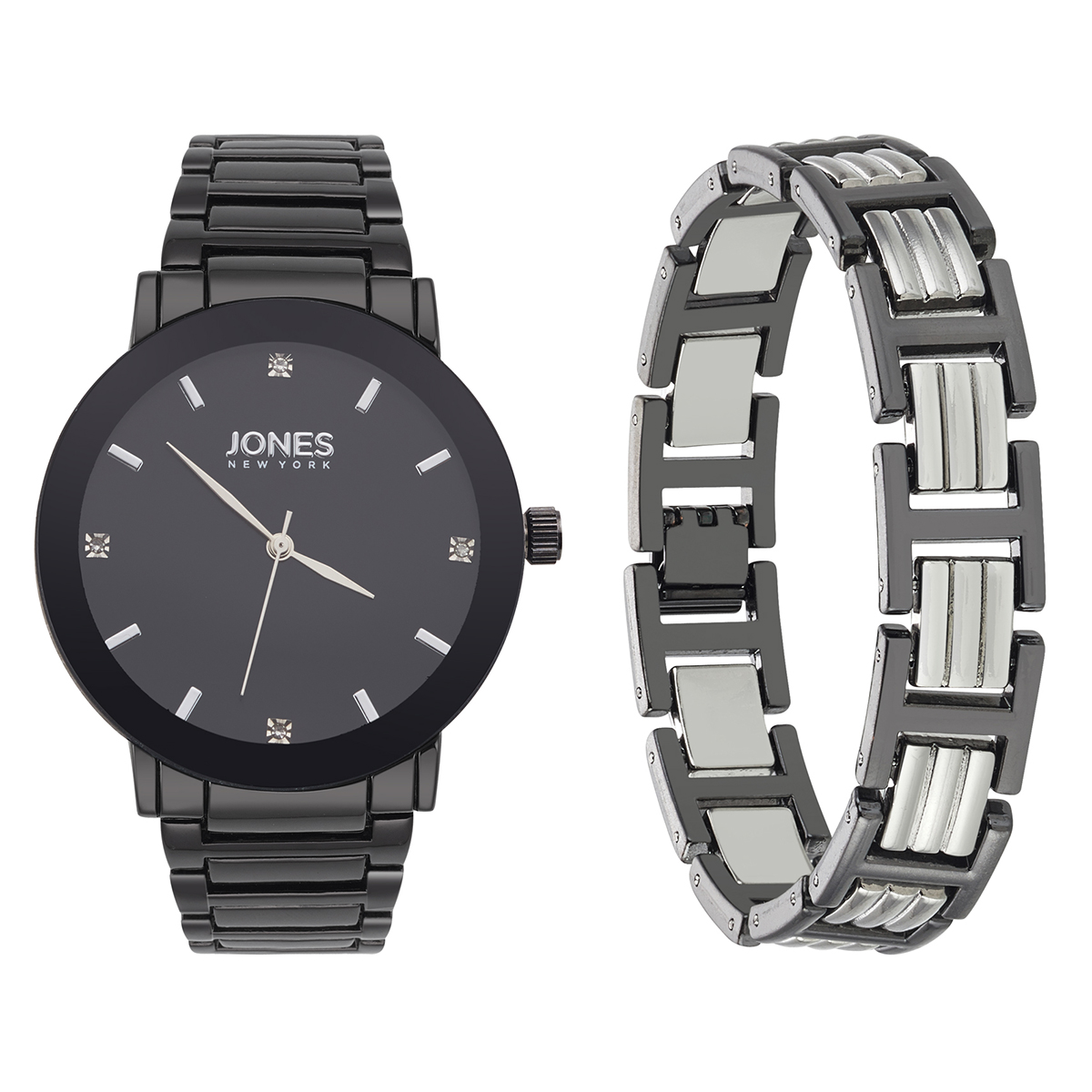 Mens Jones New York Gunmetal Watch & Bracelet Set - 9773U-42-G309