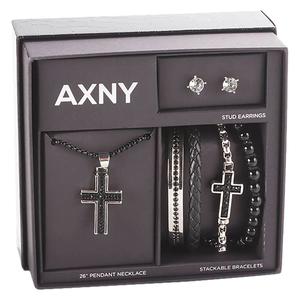 Mens Gentlemen's Classics(tm) Silver Necklace/Bracelets/Earring Set