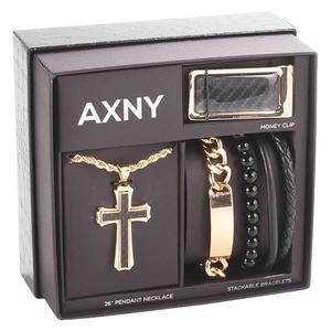 Mens Gentlemen's Classics(tm) Gold Necklace/Bracelets/Money Clip Set