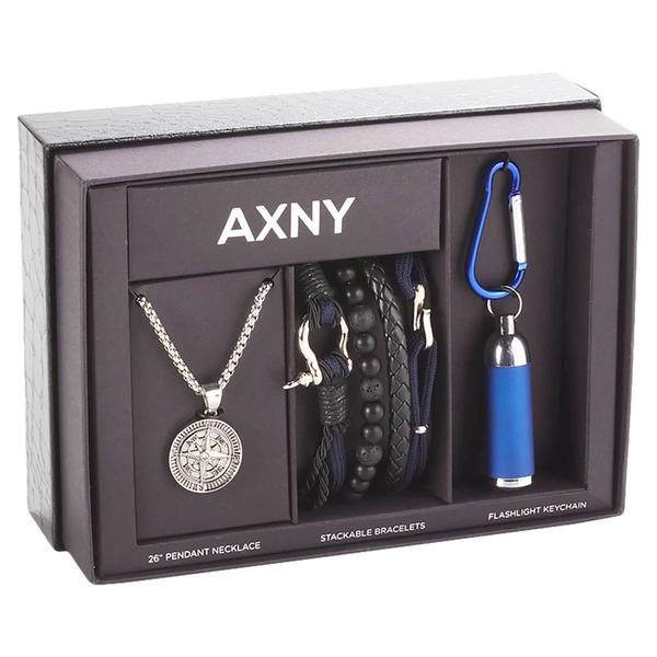 Mens Gentlemen's Classics(tm) Necklace/Bracelets/Flashlight Set
