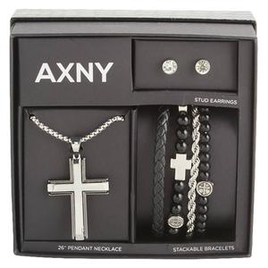 Mens Gentlemen's Classics(tm) Silver Necklace/Bracelet/Earring Set