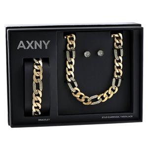 Gentlemen's Classics(tm) Gold Figaro Chain/Bracelet & Earrings Set