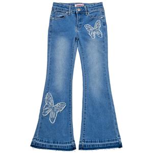 Girls (7-16) 1st Kiss(R) Release Hem Flared Jeans with Butterfly